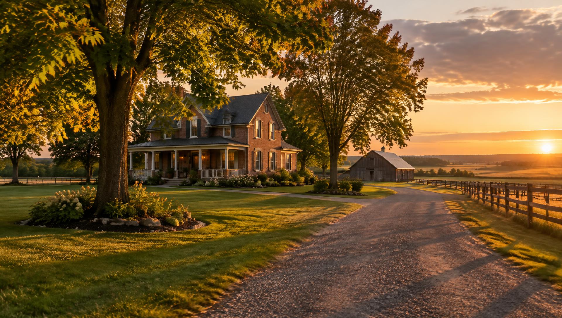A rural Norfolk County property at golden hour